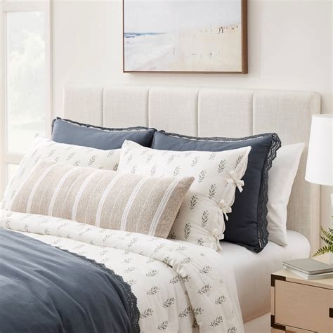 Full Queen Cotton Slub Comforter And Sham Set Lace Border White