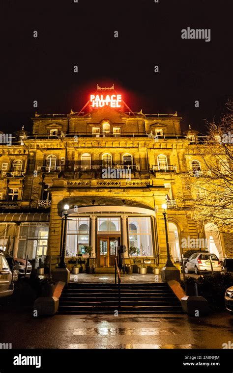 The Palace Hotel In Buxton Front Entrance View At Night Of The The