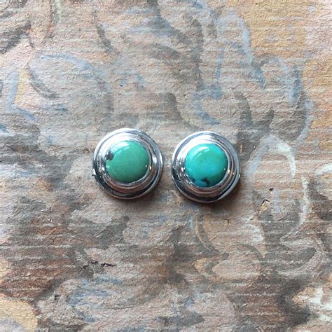 Turquoise Stud Earrings Sterling Silver Post Earrings With Etsy