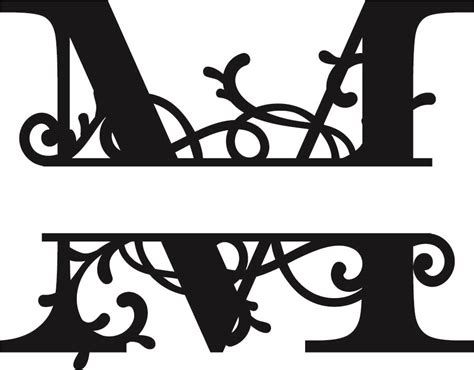 Split Monogram Letter M Dxf File Free Download