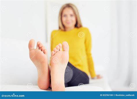Female Feet With Subungual Hematoma Black Toenails Caused By Trauma