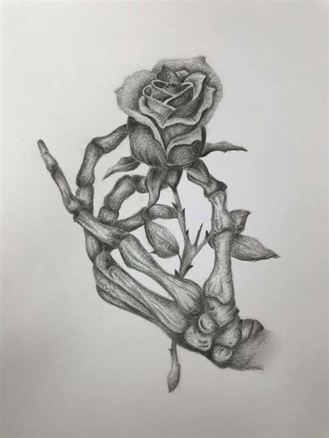 Skeleton Hand Holding Rose Rose Skeleton Drawing Tattoo Art
