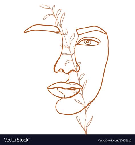 Continuous Line Drawing Woman Face Fashion Vector Image