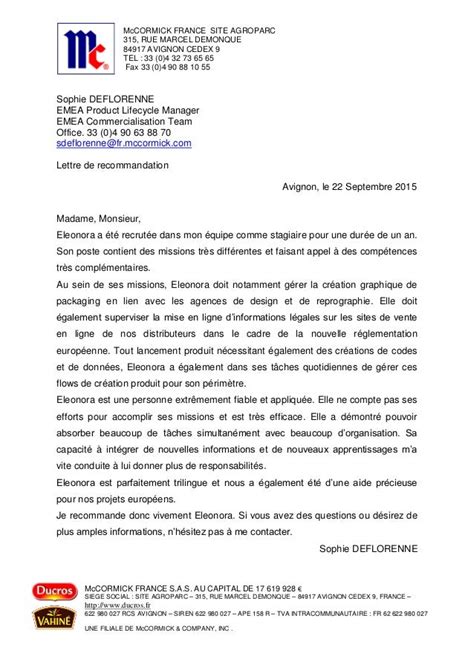 Lettre De Recommandation