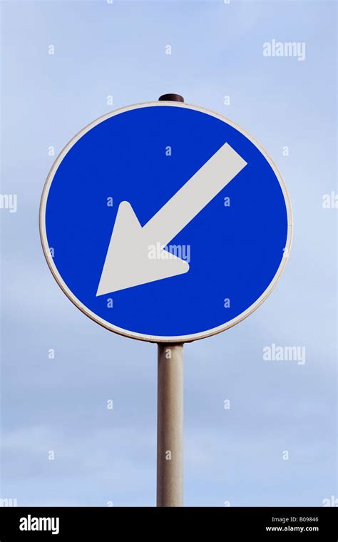 Traffic Sign With An Arrow Pointing Down And To The Left Decline