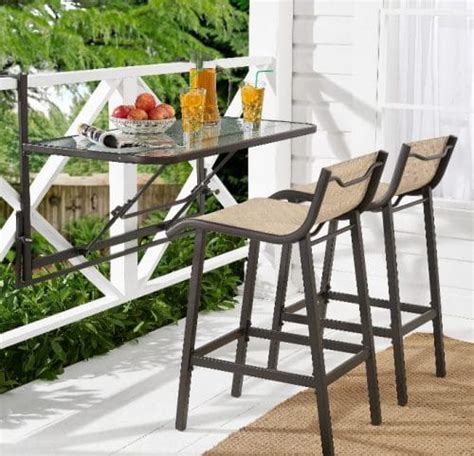 Bar Height Bistro Patio Sets With Fold Down Table