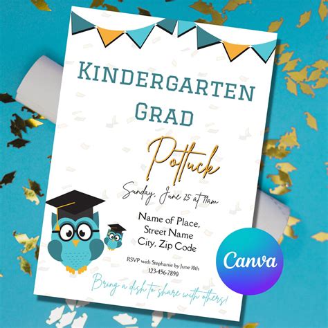 Kindergarten Grad Potluck Invitation Template Kindergarten Grad Party
