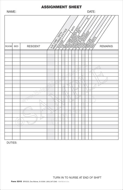 Free Printable Cna Daily Assignment Sheets Ultimate