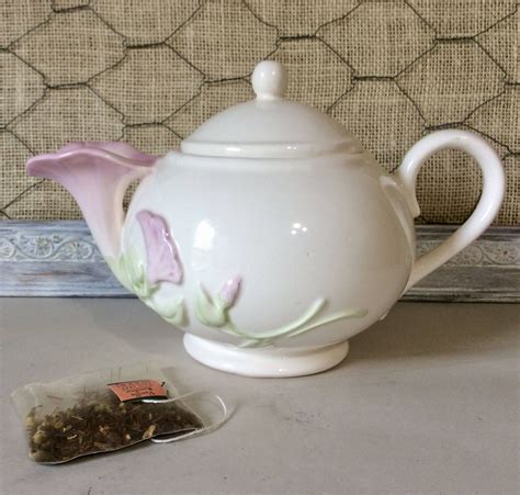 Vintage Collectible Teapot Teleflora T Morning Glory Ceramic