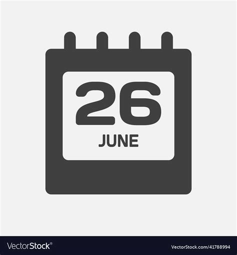 Icon Day Date 26 June Template Calendar Page Vector Image