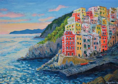 Cinque Terre Painting Riomaggiore Painting Italian Painting Etsy