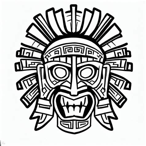 Aztec Mask Coloring Page Mascaras Aztecas Dibujos Mascaras Aztecas My