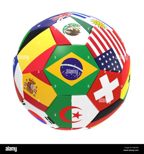 3d Render Di Calcio Con Bandiere In Rappresentanza Di Tutti I Paesi