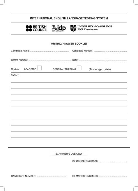 The Official Ielts Writing Answer Sheet Ielts Writing Writing Tasks