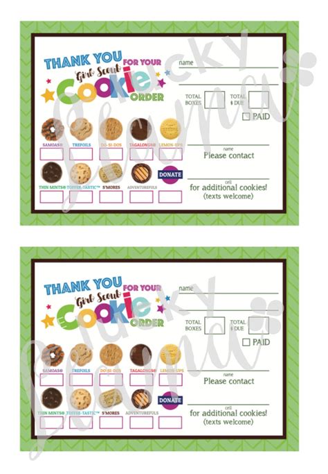 Lbb Girl Scout Cookie Order Formreceipt All 9 Cookies Etsy Ireland