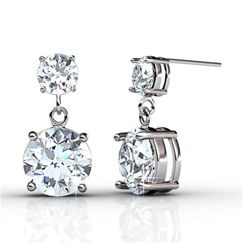 Earring sets are perfect for numerous piercings or just to mix and match! Cate & Chloe - Jasmine 18k White Gold Earrings with Swarovski Crystals, Silver Dangling Sparkle ...