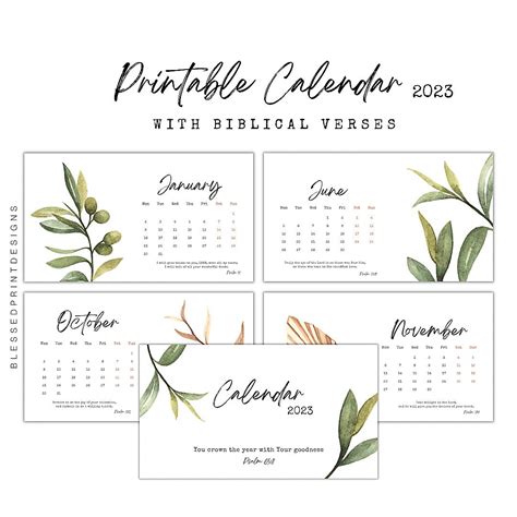 Printable Calendar 2023 With Biblical Verses Printable Bible Verses