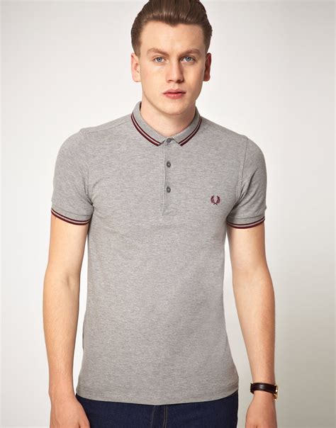 Lyst Fred Perry Fred Perry Slim Fit Micro Collar Polo Shirt In Gray