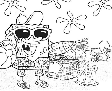 Beach Day Spongebob Coloring Pages Spongebob Coloring Cartoon