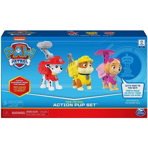 Paw Patrol Action Pack Pups Marshall Skye And Rubble With Sounds And