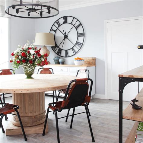 White Dining Room With Decorative Clock Dining Room Clock Dining