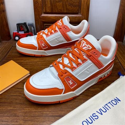 Louis Vuitton Virgil Abloh Trainer Sneaker Orange White Color