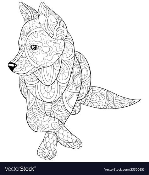 Adult Coloring Bookpage A Cute Dog Image Vector Image