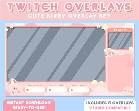 X Twitch Cute Pink Poyo Stream Overlays Vtuber Compatible Etsy