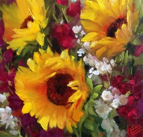 Daily Paintworks Sunflowers Stock By Krista Eaton Flower Art