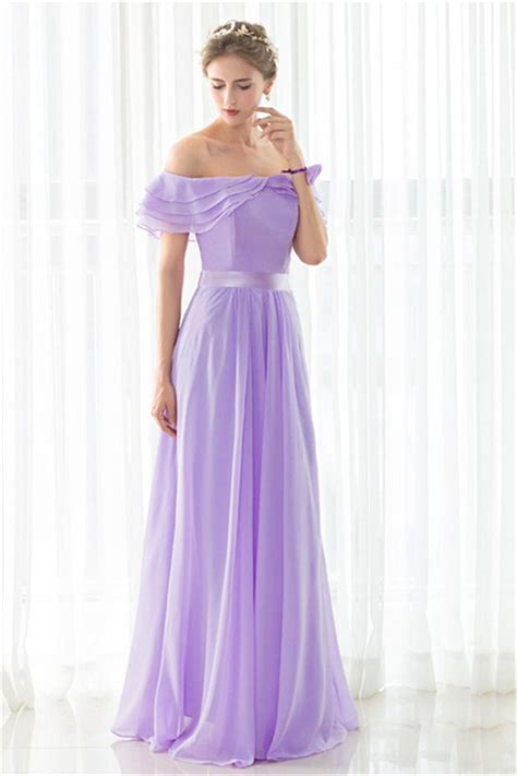 Off the shoulder long sleeved blue. Beautiful Off The Shoulder Long Lilac Chiffon Evening Prom ...