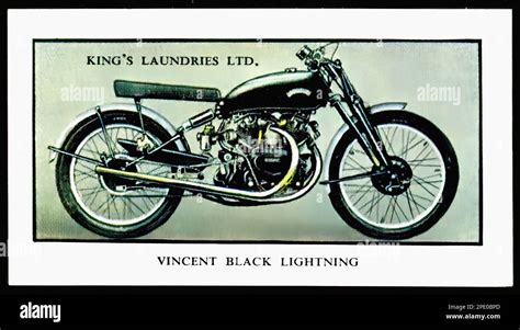 Vincent Black Lightning 1953 Vintage British Tradecard Stock Photo