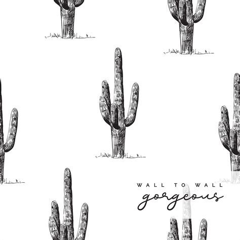 Cactus Wallpaper Black And White Wallpaper Peel And Stick Etsy