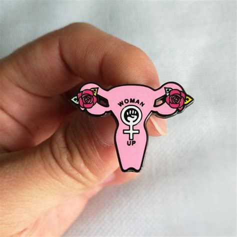 uterus enamel pin woman up feminist badge motivational the future is female nasty persist
