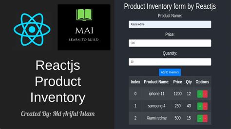 Make A Product Inventory List Using REACTJS And Bootstrap YouTube