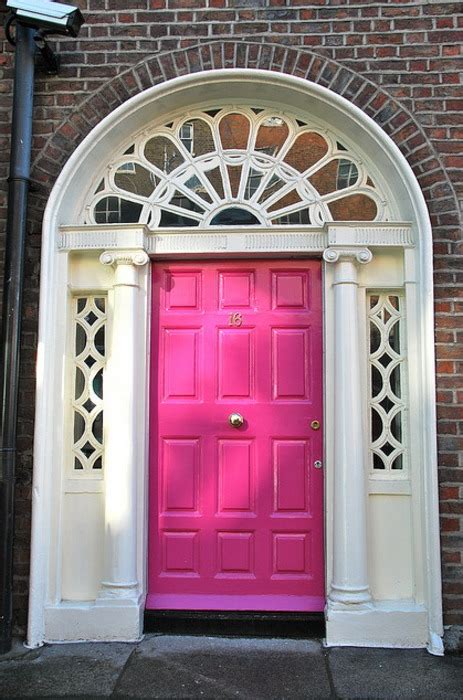 Planni g on painting the trim etc a si.similar grey, maybe a shade lighter. 15 Pink Front Door Designs That Inspire - Shelterness