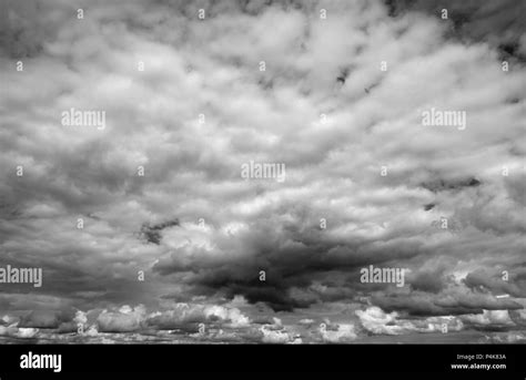 Cloudy Sky Over Horizon Moody Clouds Before A Thunderstorm Stock Photo