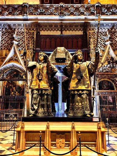 Christopher columbus' flags, 1492 (spain). The tomb of Christopher Columbus in Seville, Spain ...