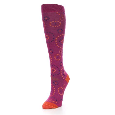 Fuchsia Orange Dots Wool Womens Knee High Socks Boldsocks