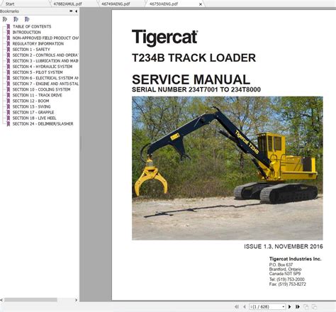 Tigercat Loader T234B 234T7000 234T8000 Operator S Service Manual