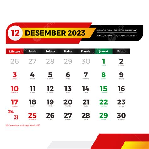 Gambar Kalender 2023 Desember Lengkap Dengan Tanggal Merah Cuti Bersama