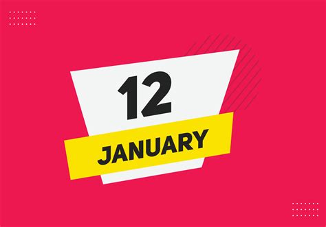 January 12 Calendar Reminder 12th January Daily Calendar Icon Template