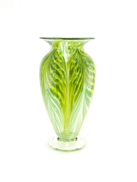 Hand Blown Art Glass Vase Lime Green And By Paradiseartglass