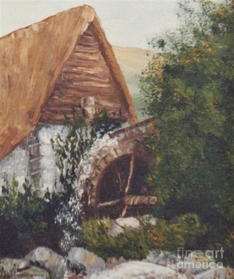 An Old Watermill Oil Painting Painting By Lesley Evered Fine Art