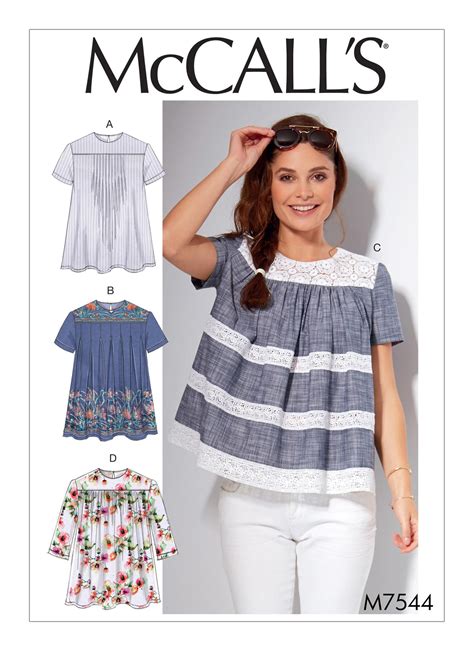 M7544 Misses Pleated Or Gathered Tops With Yokes Sewing Pattern