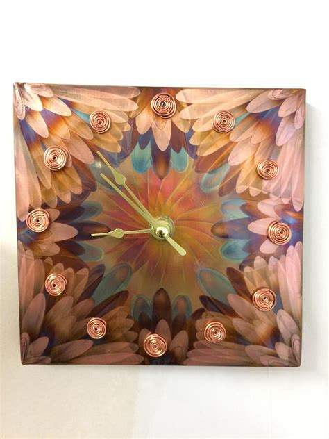 Flame Painted Copper Wall Clock Unique Handmade Art Made In Etsy