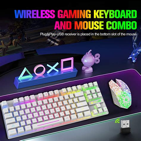 Ziyoulang Wireless Gaming Keyboard And Mouse Combo With 87 Key Rainbow