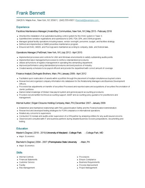 Facilities Maintenance Manager Resume Examples And Tips Zippia