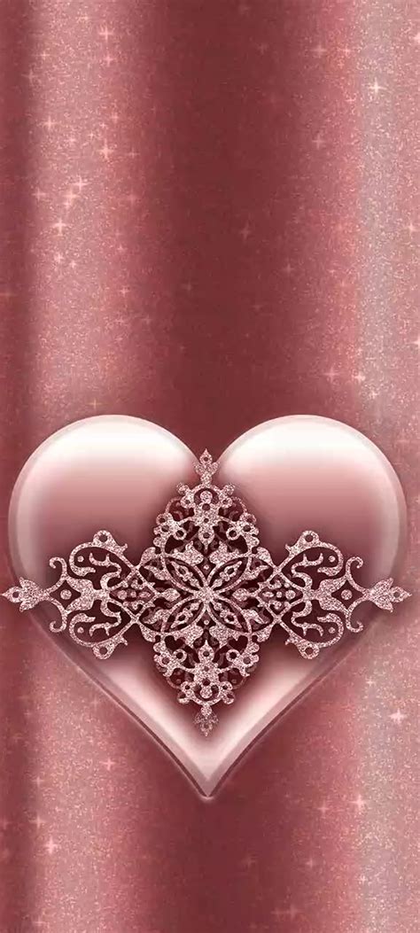 Rose Gold Ornate Heart Love Magenta Pink Luxury Premium Hd Phone