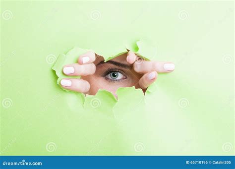 Woman Eye Make Up Looking Thru Ripped Cardboard Stock Photos Free