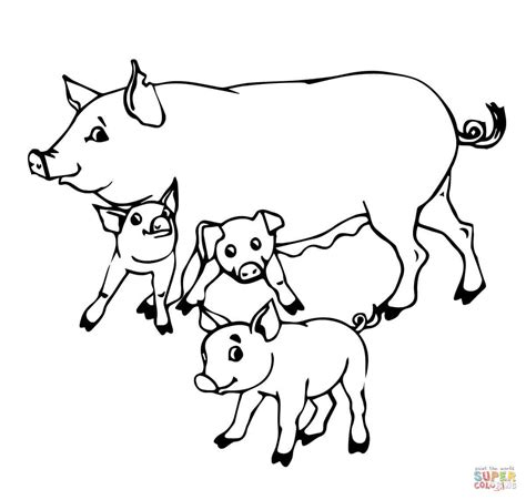 Get crafts, coloring pages, lessons, and more! Pig Mother and Baby Pigs coloring page | Free Printable ...